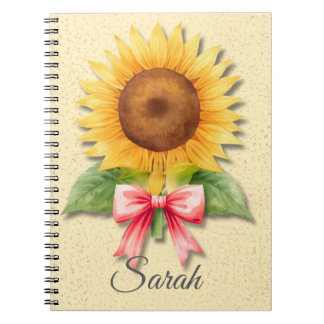Espiral Caderno Coquette Girassol Diário Floral Amarelo