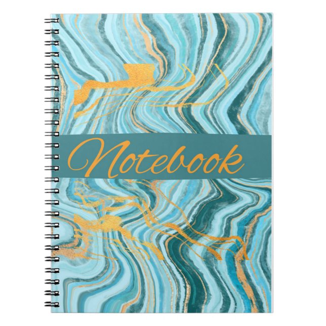 Espiral caderno cor aqua e dourado  (Frente)