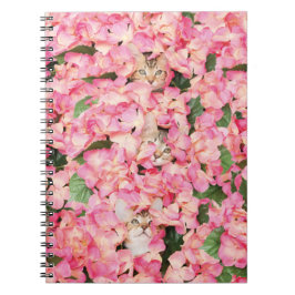 Espiral Caderno cor-de-rosa da colagem do gatinho da flor