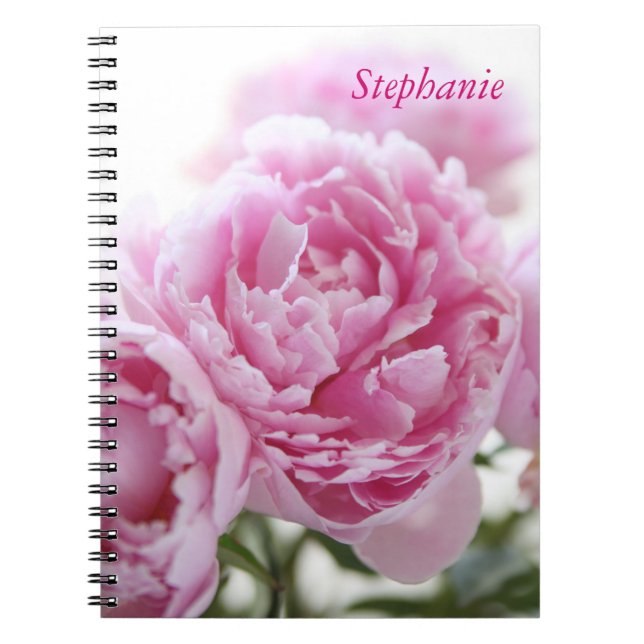Espiral caderno cor-de-rosa das peônias (Frente)