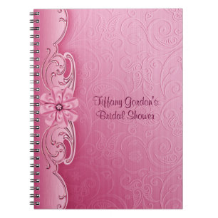 Espiral Caderno cor-de-rosa do chá de panela do damasco