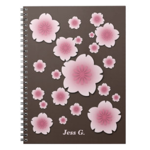 Espiral Caderno cor-de-rosa do costume das flores de
