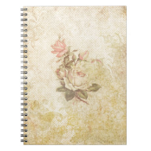 Espiral Caderno cor-de-rosa do rosa e do marfim do vintage