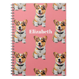 Espiral Caderno Corgi Rosa Personalizável com Texto Branco
