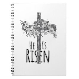 Espiral Caderno Cruz Floral Ele Ressuscitou