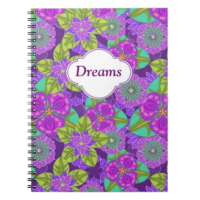 Espiral Caderno customizável do roxo da orquídea da noite (Frente)