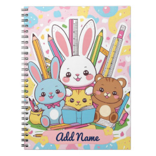 Espiral Caderno Cute Bunny & Friends – Nome Editável