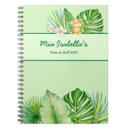 Espiral Caderno Cute Tropical Leopard - Personalizável