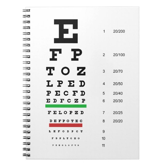 Espiral Caderno da carta de olho de Snellen (Frente)