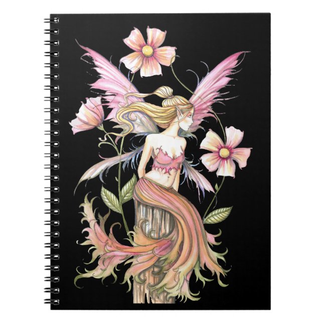 Espiral Caderno da Fada da Flor Rosa (Frente)