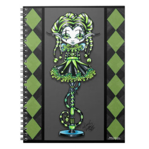 Espiral Caderno da fada do bobo da corte do verde da vara