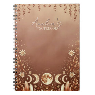Espiral Caderno da Fase da Lua Boho Terracota