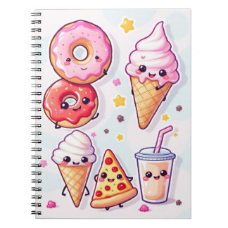 Espiral Caderno da Festa de Comida Kawaii – Adorável & Div