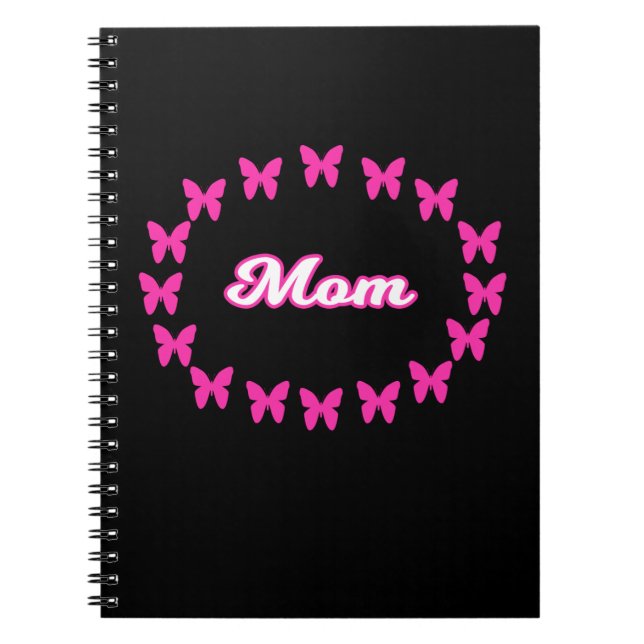 Espiral Caderno da Mamãe Com Borboletas Rosa Fofas (Frente)