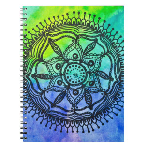 Espiral Caderno da mandala do Splatter da aguarela