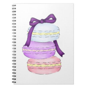 Espiral Caderno da pilha de Macaron da aguarela