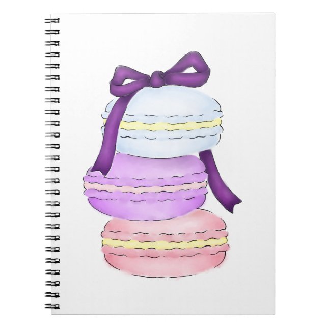 Espiral Caderno da pilha de Macaron da aguarela (Frente)