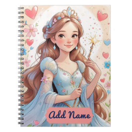 Espiral Caderno da Princesa Azul – Nome Editável