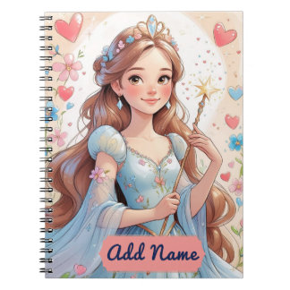Espiral Caderno da Princesa Azul – Nome Editável