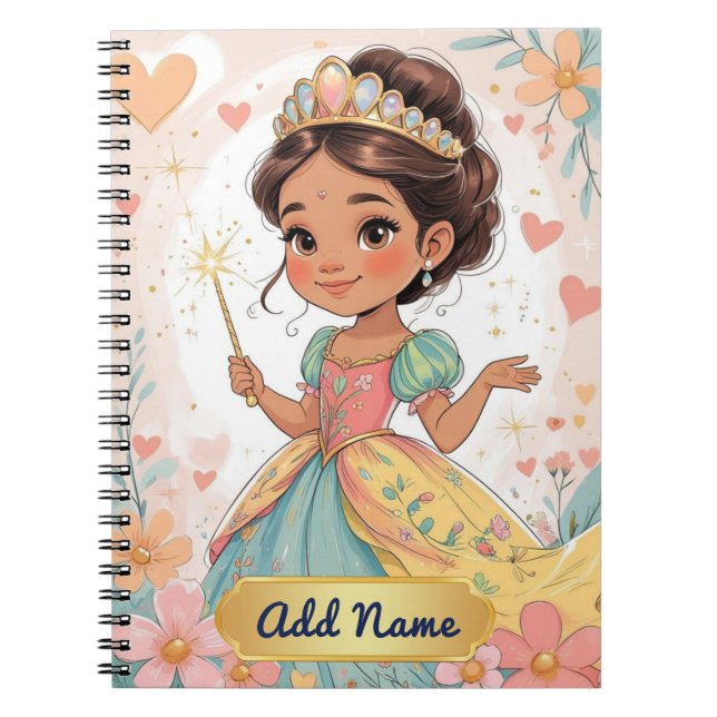 Espiral Caderno da Princesa Fofa – Adicionar Nome (Frente)