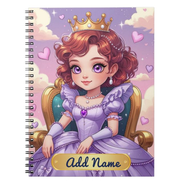 Espiral Caderno da Princesa Roxa – Nome Editável (Frente)