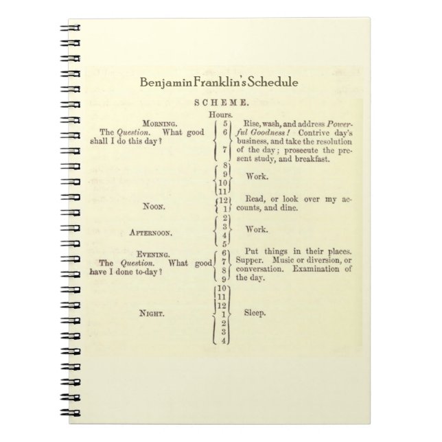 Espiral Caderno da programação de Benjamin Franklin (Frente)