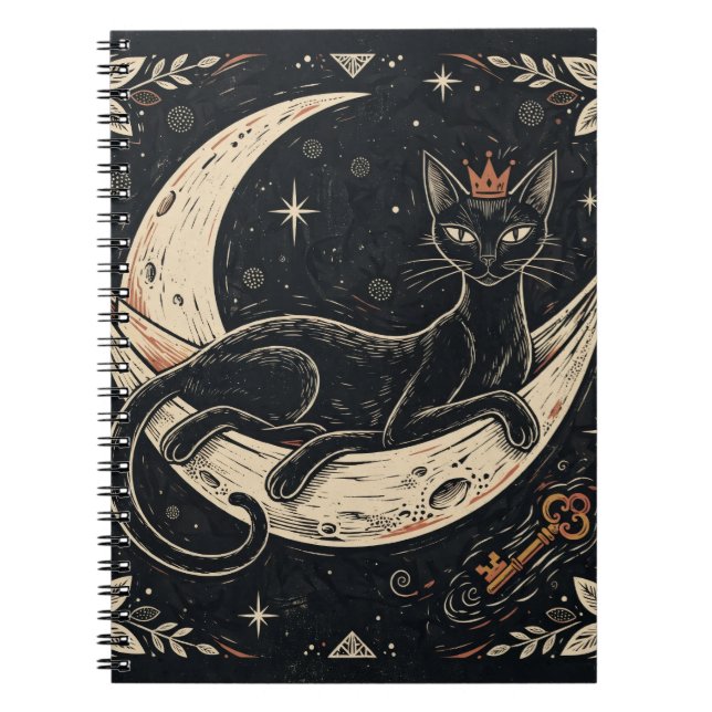 Espiral Caderno da Rainha do Gato Lua de Rede (Frente)