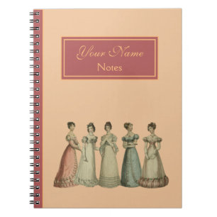 Espiral Caderno das Damas da Regência Retro para Fãs de Ja
