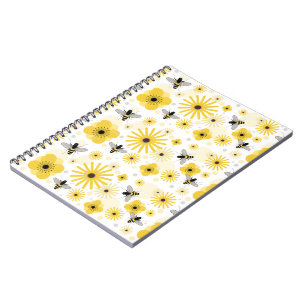 Espiral Caderno das flores & das bolinhas das abelhas