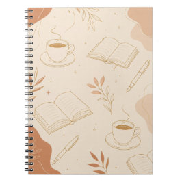 Espiral Caderno de Academia de Café e Livros Minimalista