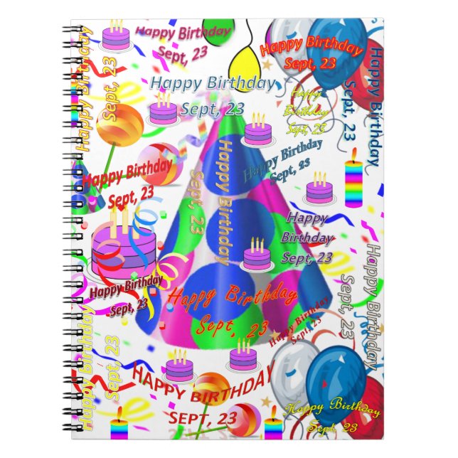 Espiral Caderno de Aniversário de 23 de Setembro Set, (Frente)