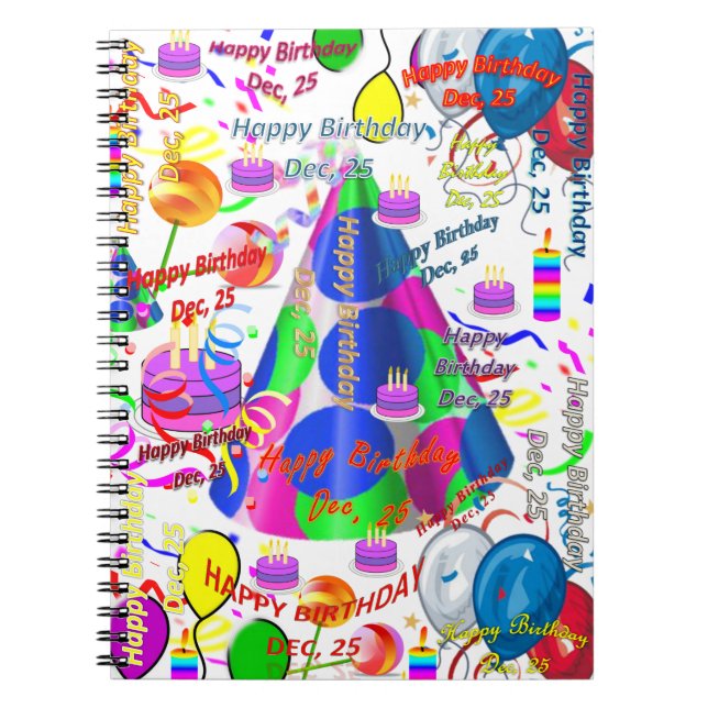 Espiral Caderno de Aniversário de 25 de Dezembro (Frente)