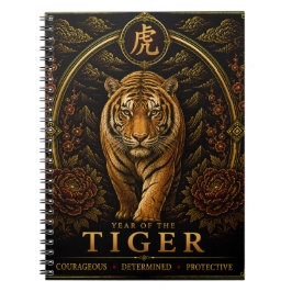 Espiral Caderno de Ano do Tigre Luxo Zodíaco Chinês
