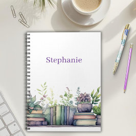 Espiral Caderno de Aquarela Livros e Plantas