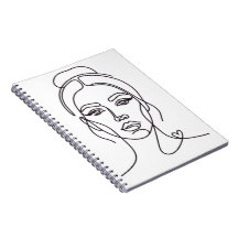 Caderno de Arte de Linha de Rosto de Mulher Abstra