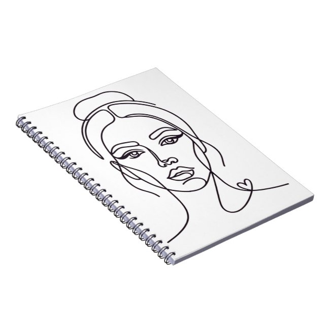 Espiral Caderno de Arte de Linha de Rosto de Mulher Abstra (Lado Direito)