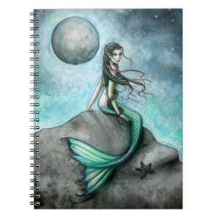 Espiral Caderno de Arte Fantasia da Sereia da Lua Escura