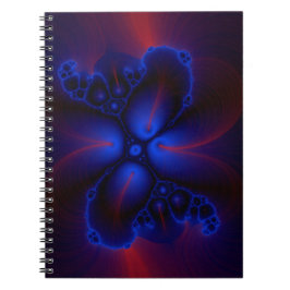 Espiral caderno de arte fractal azul e vermelho