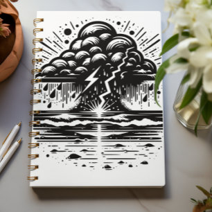 Espiral Caderno de Arte Nuvem de Tempestade e Relâmpago