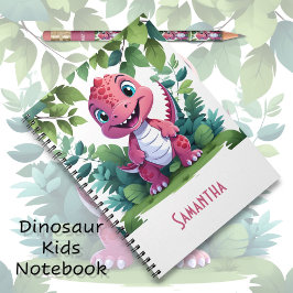 Espiral Caderno de Aventuras do Dinossauro Rosa para Crian
