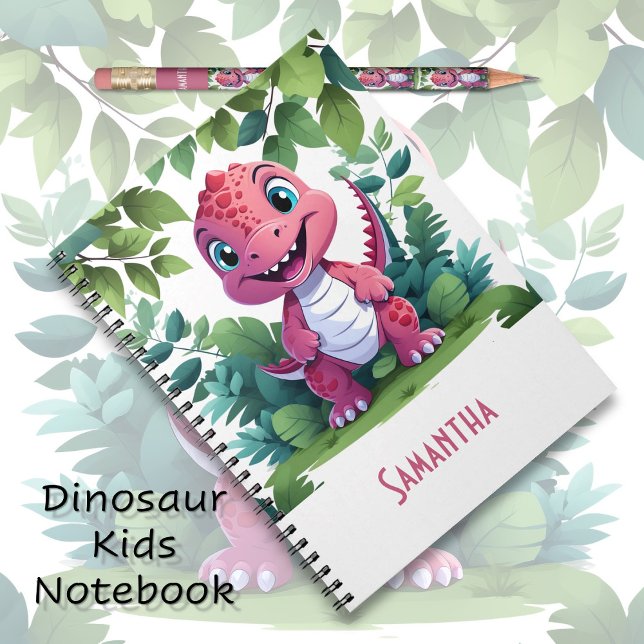 Espiral Caderno de Aventuras do Dinossauro Rosa para Crian (Criador carregado)