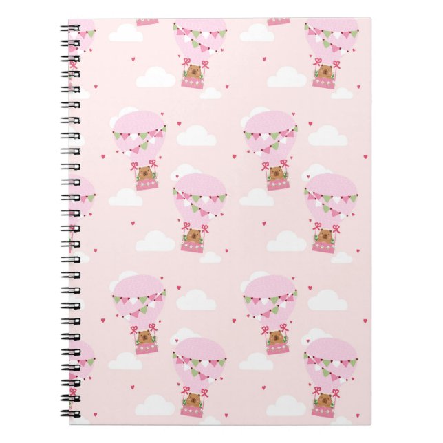 Espiral Caderno de Balões de Teddy Capivara Rosa (Frente)