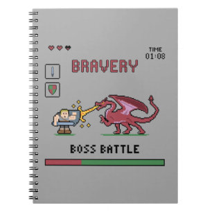 Espiral Caderno de Batte do chefe do pixel