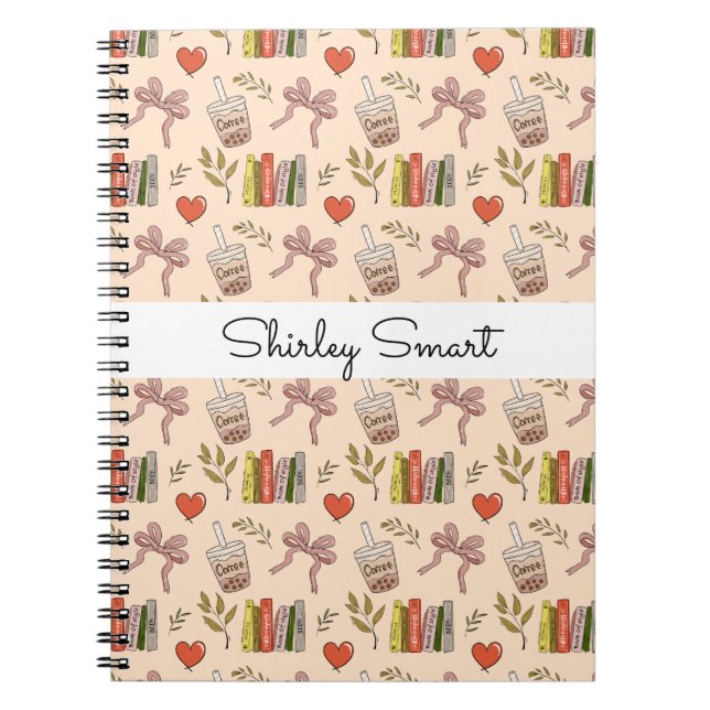 Espiral Caderno de Café e Livros – Estética de Leitora Aco (Frente)