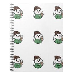 Espiral Caderno de Café Fantasma Fofo
