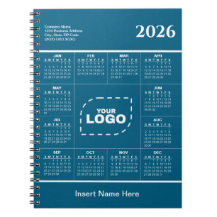Espiral Caderno de Calendário 2026 Nome Personalizado Logo