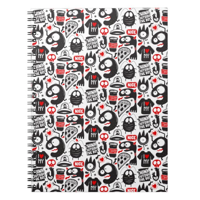 Espiral Caderno de Caos do Monstro Doodle Urbano (Frente)