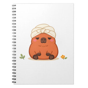Espiral Caderno de Capivara Fofa com Toalha de Spa Turbant