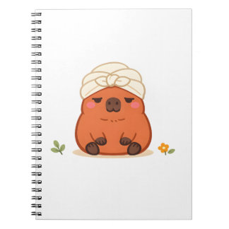 Espiral Caderno de Capivara Fofa com Toalha de Spa Turbant