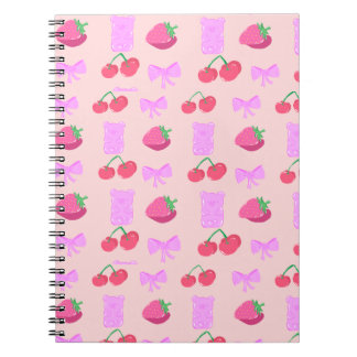 Espiral Caderno de cereja fofo